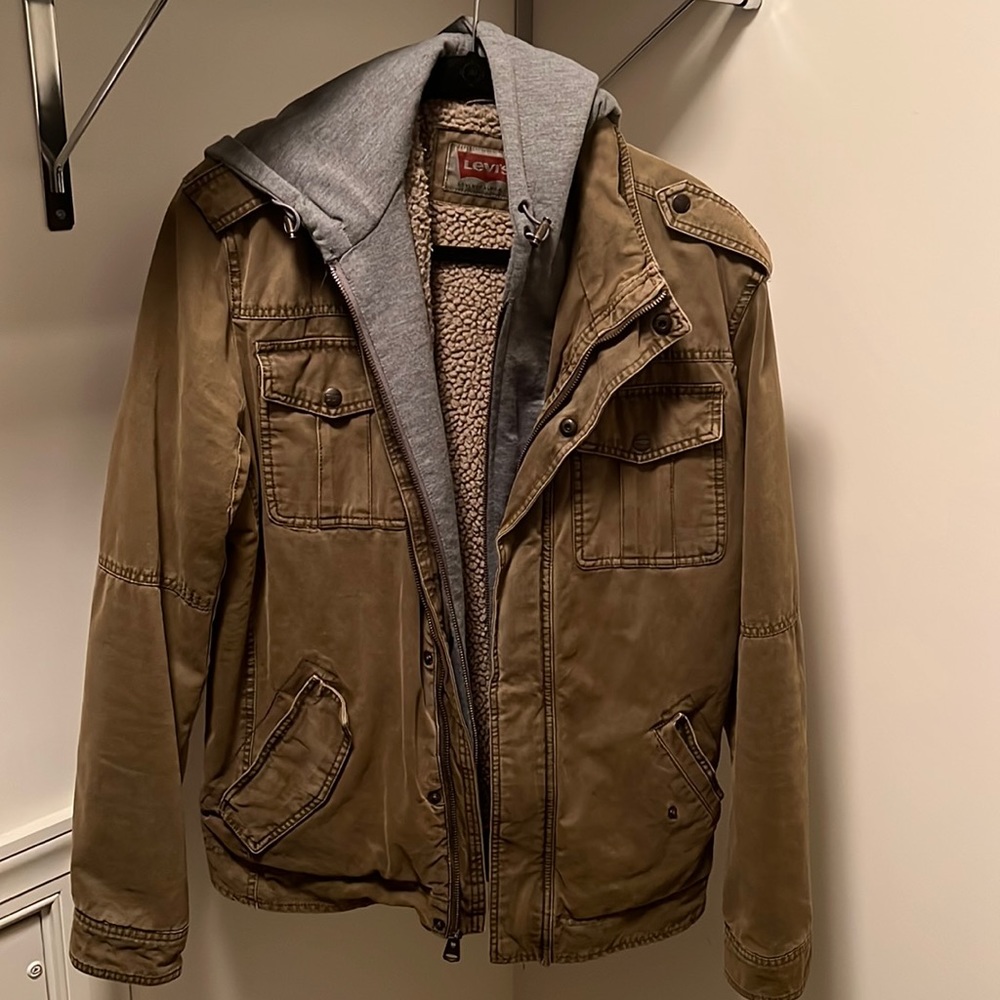 Men's Levi's® Washed Cotton Quilt-Lined Hooded Trucker Jacket